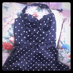 Black cocktail dress w polka dots - sister wore 1x